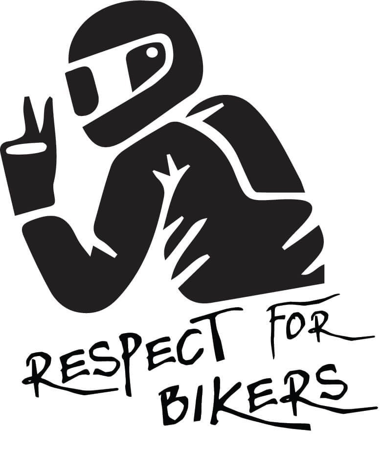 respect-for-bikers-1.jpg Autó matrica Tisztelet a motorosoknak - Image 1